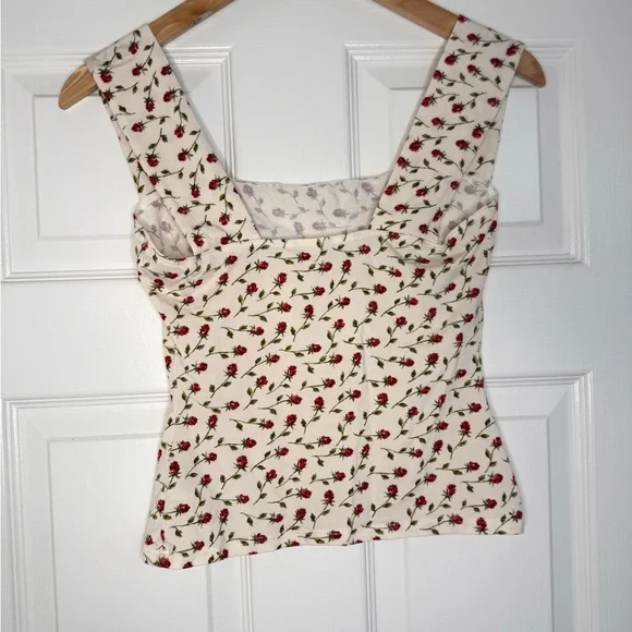 REFORMATION Clarke Knit Tank - Madison Rose Floral White Green Red XS - Picture 5 of 5